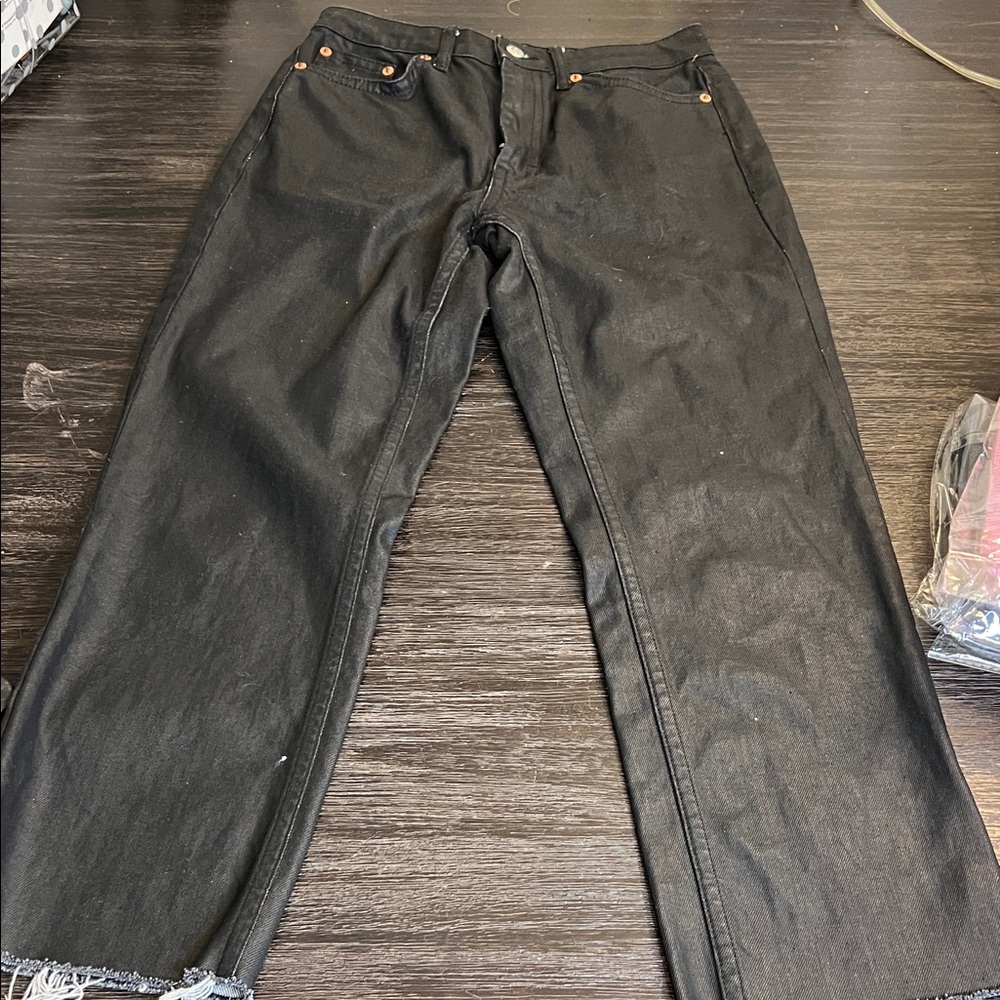 Topshop Black Straight-Leg Jeans